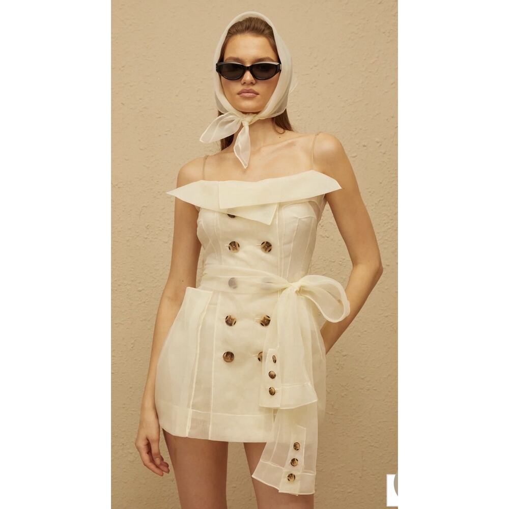 Miss Rosier Polliana Ivory organza Double Breasted Mini Dress medium wedding NWT